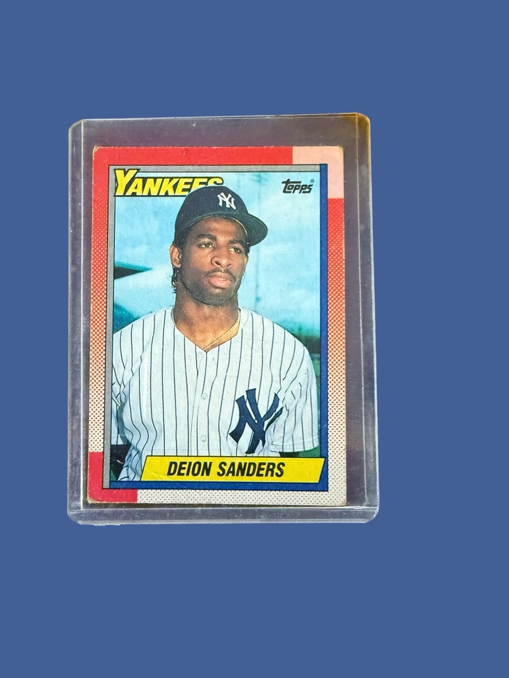 Vintage 1990 Topps Deion Sanders #61 New York Yankees Rookie Card Prime Time